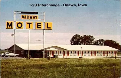 Onawa IA Iowa  MIDWAY MOTEL~Ed Bohlmann ROADSIDE Monona County 1976 Postcard • $4.20