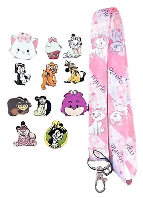 Cat Theme 5 Pin And Aristocats Marie Lanyard Set Walt Disney World ~ Brand NEW • $12.95