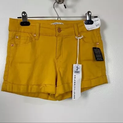 Celebrity Pink Women's Juniors SIze 5/27 Gold Yellow 3” Shorts New Summer Spring • $17