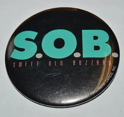 Vintage 1987 S.O.B. Swift Old Buzzard Large Button Jacket Pin • $8.99