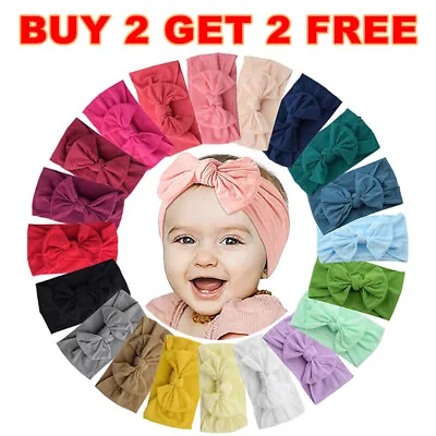 Baby Rabbit Headband Nylon Elastic Bowknot Hair Band Girls Bow-knot Newborn Bow • £1.79