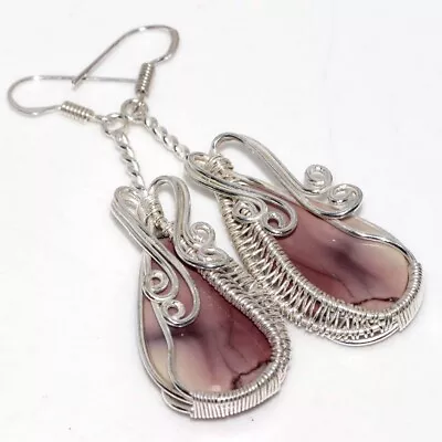 Mookaite Ethnic Wire-Wrapped Earrings Jewelry 2.7  GW • $4.99