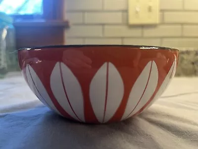 Cathrineholm Bowl 8” Orange White Lotus Bowl Htf Size Glossy • $75