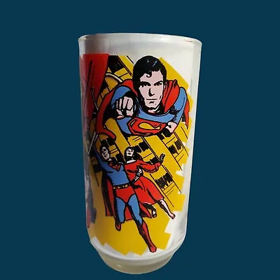 Vintage 1978 DC Comics SUPERMAN The Movie 'Saves The Day' PEPSI Drinking Glass • $18.95