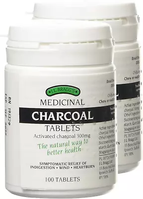 J.L Bragg's Charcoal Tablets 100 Pack Of 2 • £13.48