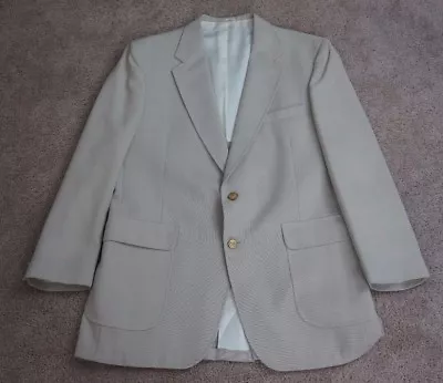 Stafford Men's Sport Coat Jacket Blazer Beige Gold Buttons Size 44L • $24.99