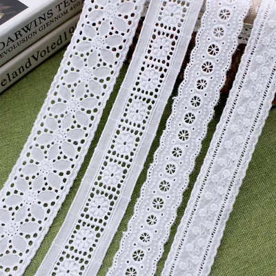 White Cotton Lace Trim Vintage Edging Sewing Craft DIY Width 4.8cm/ 3.8cm/ 3cm • £3.39