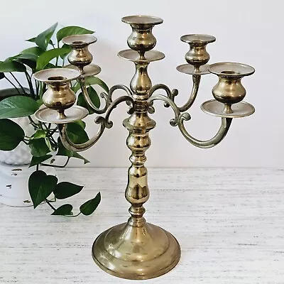 Vintage Candelabra Beautiful Large Solid Brass 5 Arm 16”tall • $79.99