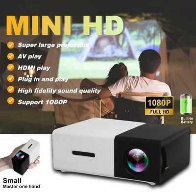 HD Portable Projector Mini LED USB HDMI AV Home Theater Cinema Beamer Multimedia • £35.99