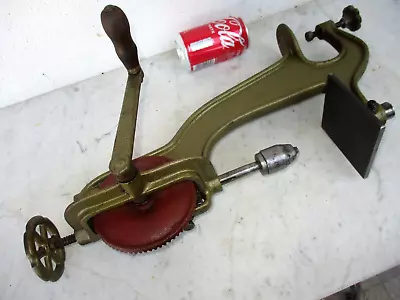 Vintage Hand Crank Old Drill Press Complete Adjustable Column Tool To Table Fix • $188.80