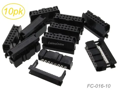 10-Pack 16-Pin (2x8) Female IDC 2.54mm Pitch Connectors For Flat Ribbon Cable • $6.90