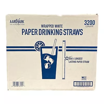 Aardvark White Wrapped Paper Straws 7.75  (3200 Ct.) • $69.11