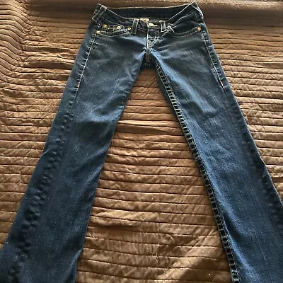 TRUE RELIGION “GINA” STRAIGHT WOMENS JEANS Sz. 28 World Tour~Dark Blue • $34