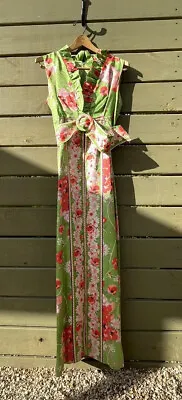 Vintage 70s Maxi Dress Poppy Flowers Union Made ( See Discoloration Spots • $65