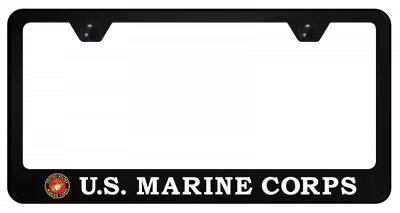 USMC Marine Corps Badge Black Polycarbonate License Plate Frame Official License • $22.95