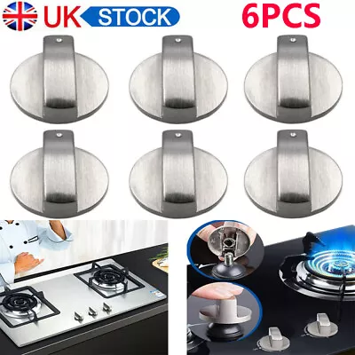 6Pcs Universal Gas Stove Knob Cooker Oven Hob Control Knobs Metal Switch Kitchen • £7.59