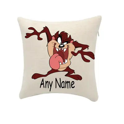 Taz Tazmanian Devil Cushion Cover Personalise Any Name (cover Only) 20cmx20cm • £5.99