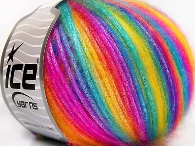 Ice PICASSO Yarn #64626 RAINBOW Soft BRIGHT COLOR Self Striping 50 Grams • $7.49