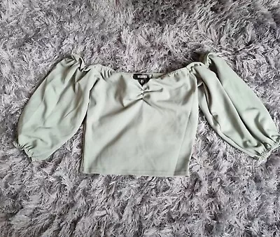 Missguided Khaki Bardot Top Size 6 • £2.50