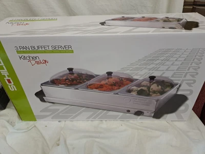 £30 • Buy 3 Pan Food Warmer Buffet Server Hot Plate 3 Tray Adjustable Temperature 300W