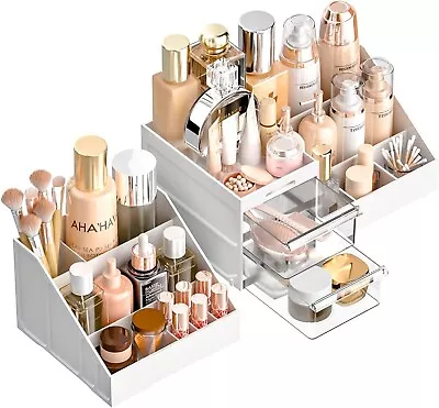 Expansive White/Clear Makeup Organizer With Drawers - L4.72 • $17.99