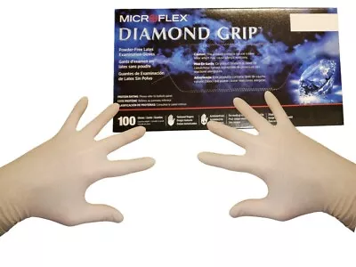MICROFLEX DIAMOND GRIP POWDER FREE LATEX EXAM GLOVES  (Box Of 100) • $19.99
