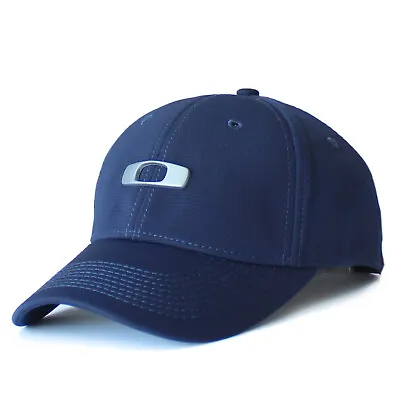 Oakley Metal Gascan 2.0 Hat Mens Stretch Fit Flex Baseball Cap Casual Navy S/M • $29.99
