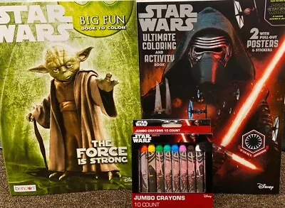 2-Star Wars Coloring Books Yoda-Villan/Posters Set And 10 Jumbo Star Wars Crayon • $9.99