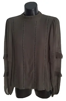 $25.50 • Buy FOREVER NEW Ladies Size 8 Green Boho Style Casual Top- Sheer Long Sleeves- EUC