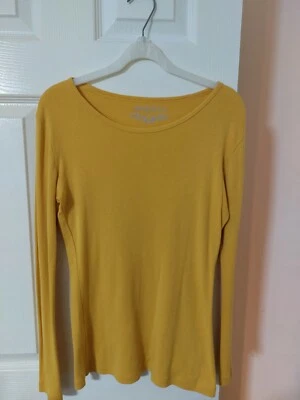 £2 • Buy Papaya Uk 10 Wide Neck Long Sleeve Casual Top Mustard Vgc