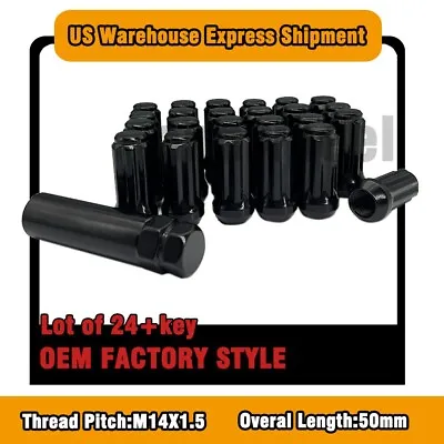 LUG NUT 2’’ 14x1.5 BLACK 24PC+KEY FIT FORD EXPEDITION F150 2015-19 SPLINE TUNER • $26.39