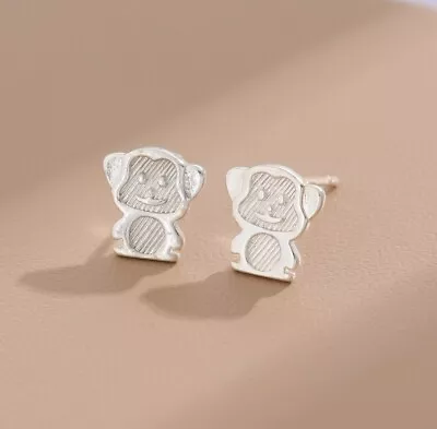 Tiny Silver Teddy Bear Monkey Stud Earrings • $8.99