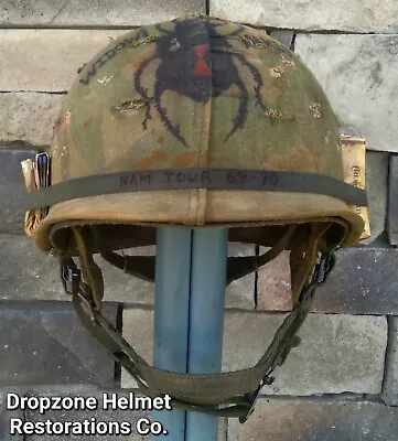 Vietnam M-1C Airborne Helmet Paratrooper Liner Mitchell Cover WIDOW MAKER.  • $375