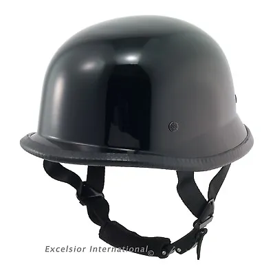 German Novelty Shiny Black Motorcycle Half Helmet Cruiser Biker SMLXLXXL  • $29.40