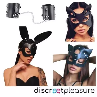 Halloween Bondage Mask Cat Women Rabbit Bunny Ears Handcuff Sexy Cosplay Fetish  • £21.99