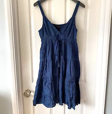 Miss Selfridge Dress Size 10 Petrol Blue Strappy Tiered Hippie Boho Party • £14.99