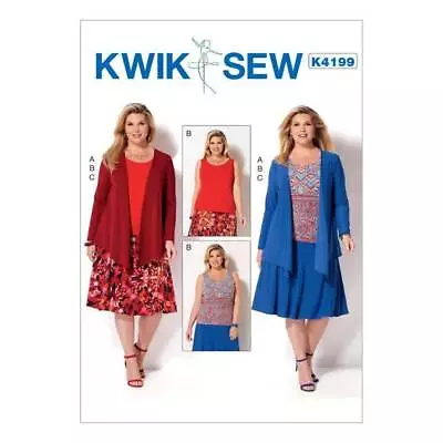 Kwik Sew Pattern K4199 Womens Plus Size Jacket Top & Skirt 1X 2X 3x 4X Brand New • $15.20