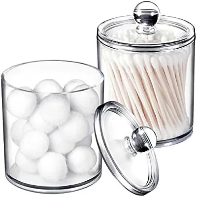 $12.39 • Buy 2 Pack Of 15 Oz. Qtip Dispenser Apothecary Jars Bathroom With Labels Qtip Hol...