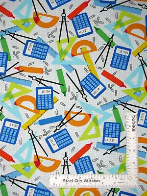 $10.93 • Buy School Teacher Math Calculator Cotton Fabric Studio E Saved By Bell By The Yard