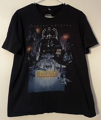 $17 • Buy Vintage Star Wars The Empire Strikes Back T Shirt Size L Large Black Retro