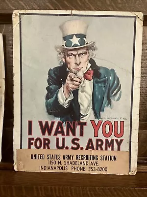 1968 I Want You For U.S. Army Uncle Sam Window Card Poster Vietnam War Original • $55