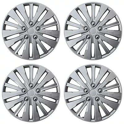 15  Set Of 4 Silver Wheel Covers Snap On Full Hub Caps Fit R15 Tire & Steel Rim • $38.36