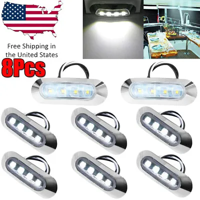 8Pcs Marine Boat LED Courtesy Lights Cabin Deck Walkway Stair White Light 12-24V • $15.19