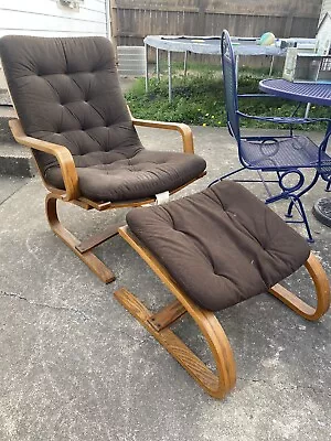 Vintage Mid Century Bent Plywood Lounge Chair & Ottoman Danish Wood Plydesigns • $594.99