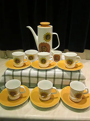 Sunflower Coffee Set (J & G Meakin) 1970 Vintage • £60