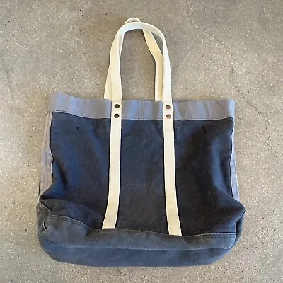 J.Crew Canvas Tote Bag Gray With Ivory Handles • $15