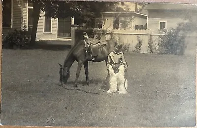 Cowboy Child Woolie Chaps Saddled Horse Vintage RPPC Real Photo Postcard C1910 • $14.40