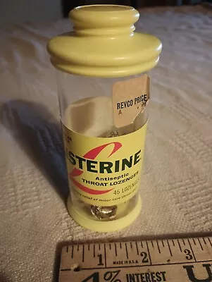 Vintage Listerine  Antiseptic Throat Lozenges Yellow Plastic Bottle  • $8