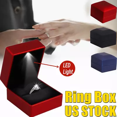  Ring Box LED Light Proposal Engagement Jewelry Case Wedding Classical Gift Box • $6.90