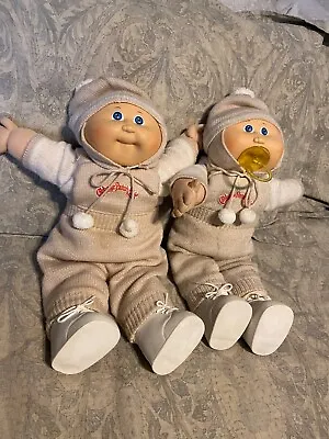 Vintage Pair Cabbage Patch Twin Dolls  Blue Eyes One W/Pacifier • $100